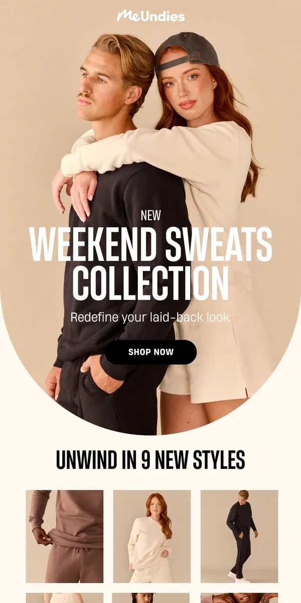 Email from MeUndies. NEW: Weekend Sweats Collection