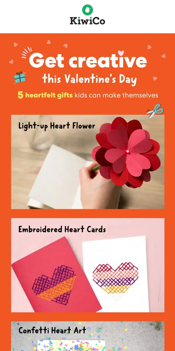 Email from KiwiCo. Cupid-approved DIY crafts inside 😍