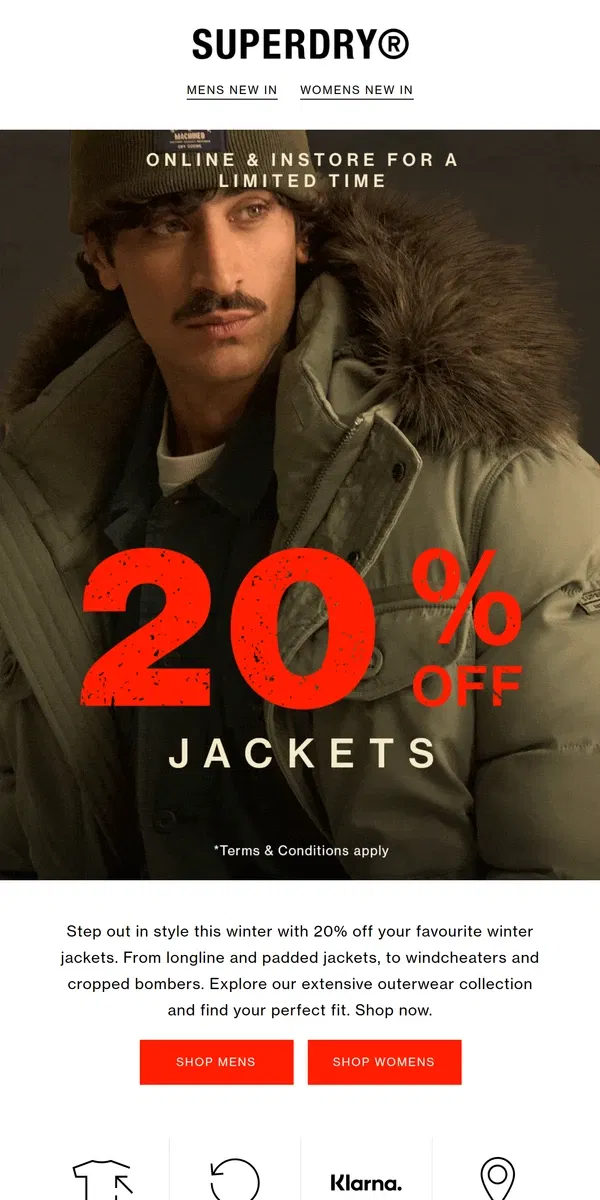 Email from Superdry. Enjoy 20% Off Jackets | Gear Up For Winter