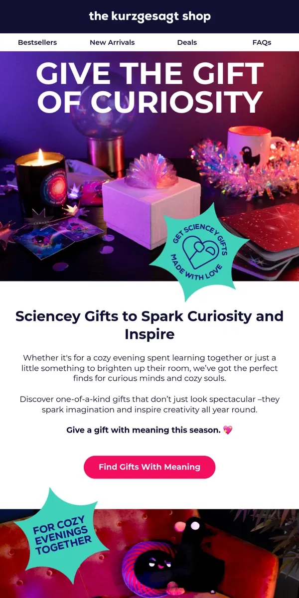 Email from Kurzgesagt. Stunning Science Gifts Inside 🦆🎁