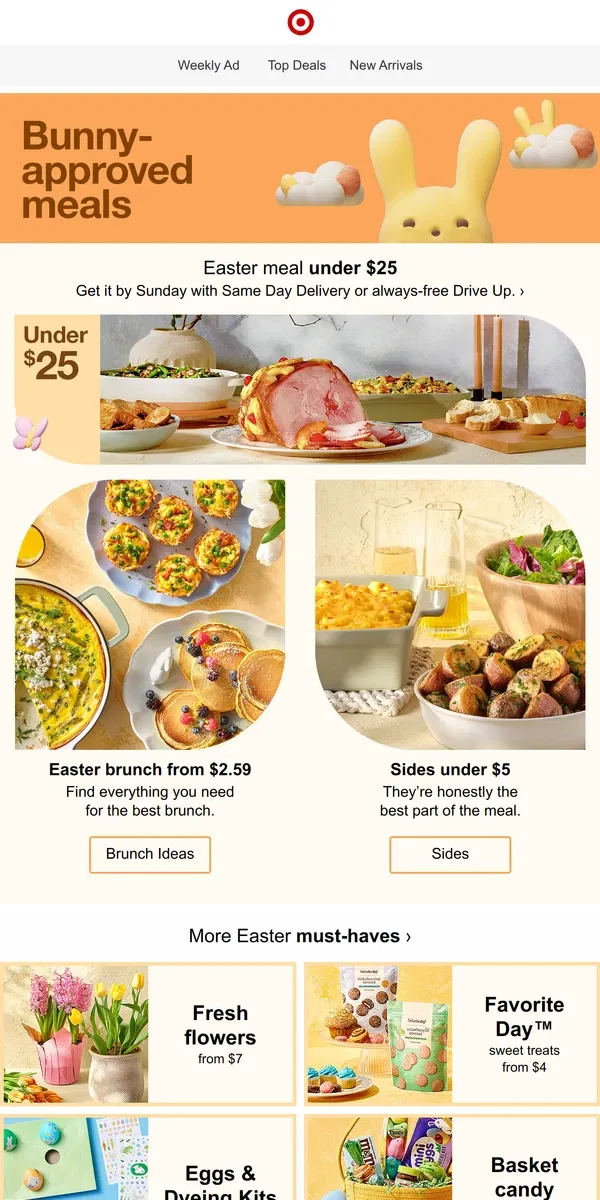 Email from Target. Everything you need for a yummy Easter meal.