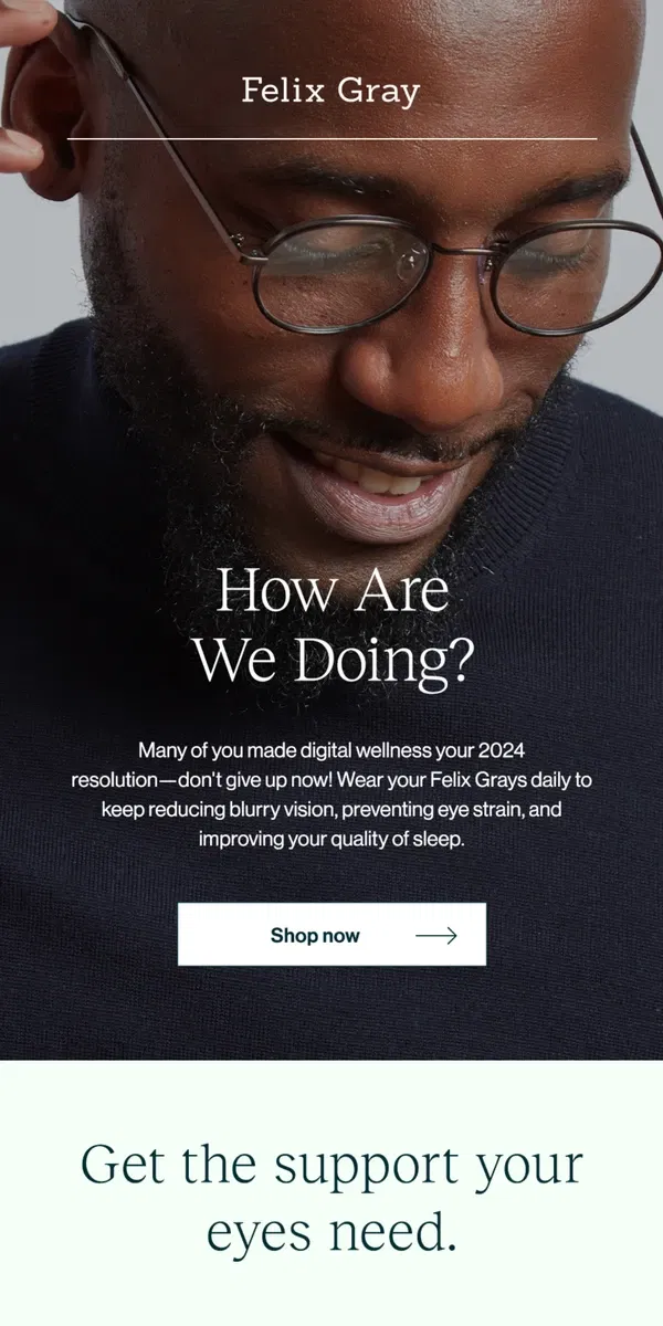 Email from Felix Gray. Digital wellness: don't give up on your 2024 goal!