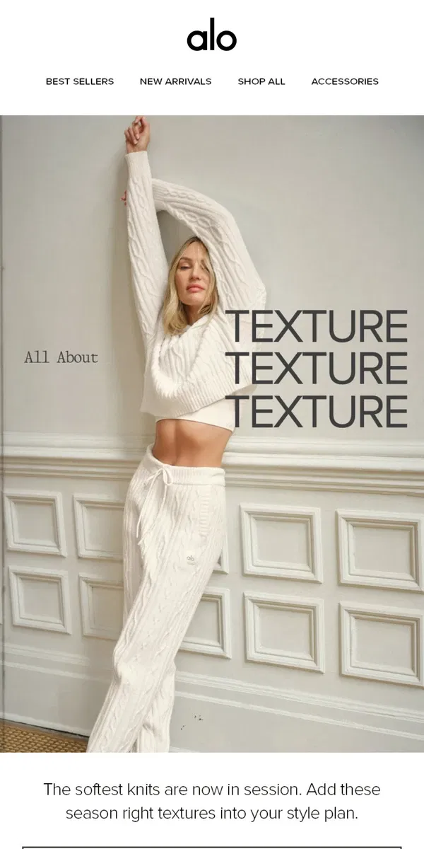 Email from Alo Yoga. Your guide to knits