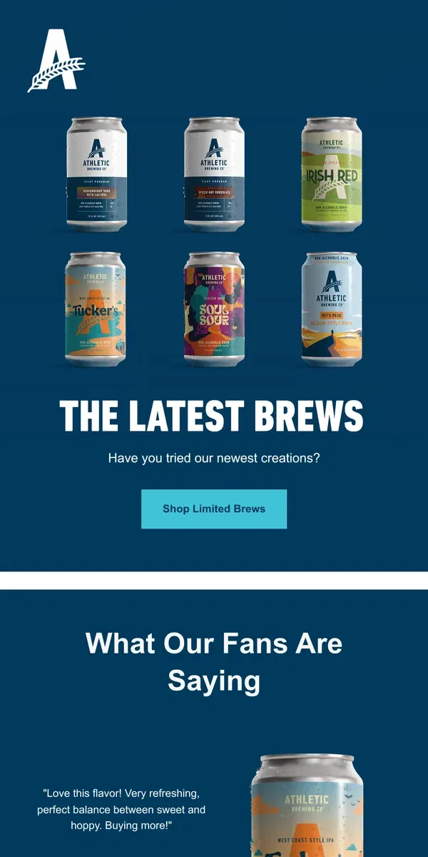 Email from Athletic Brewing Co. Our Newest Limited Brews! 🍺✨