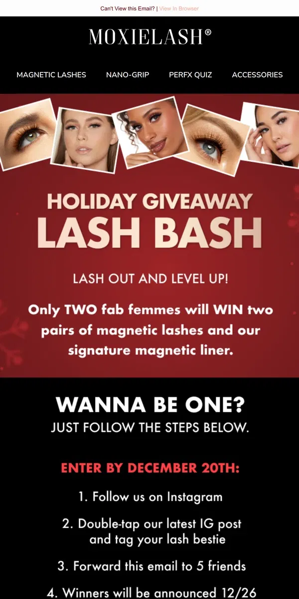 Email from MoxieLash. GIVEAWAY! Lash Bash Alert 🎉