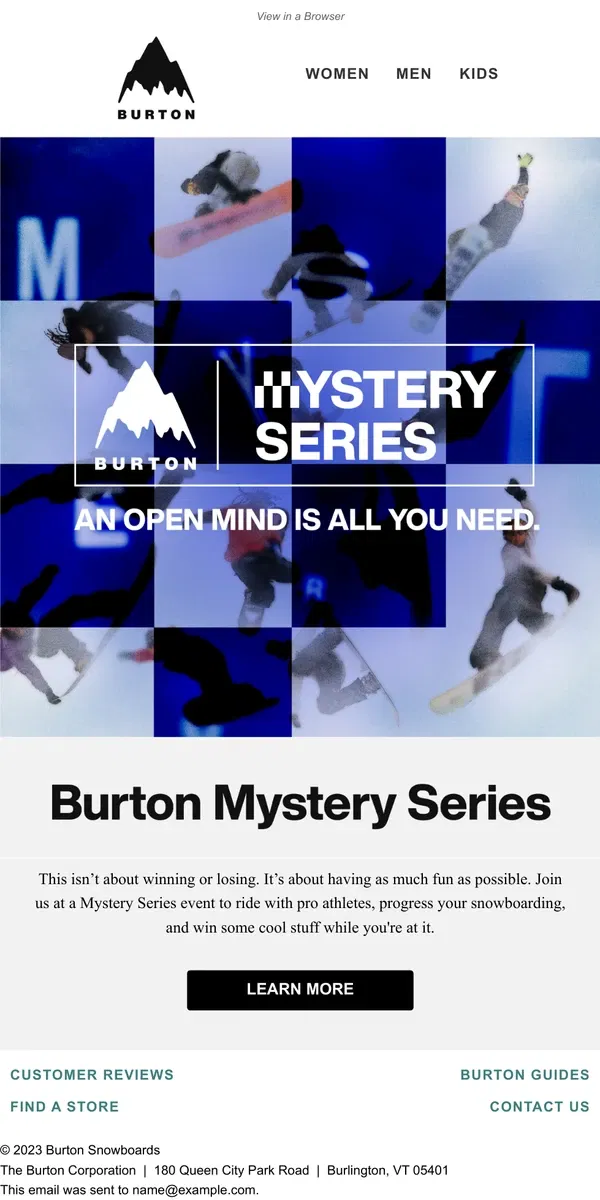 Email from Burton. The Burton Mystery Series is Back