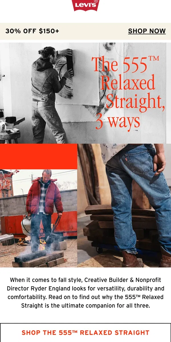 Email from Levi's. The 555™ Relaxed Straight, 3 ways