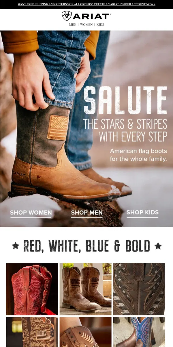 Email from Ariat. Walk Proud in Ariat Flag Boots