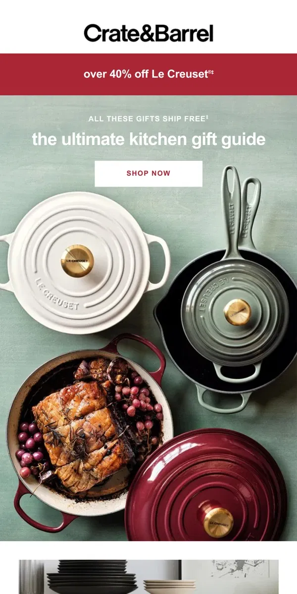 Email from Crate & Barrel. The Ultimate Kitchen Gift Guide | It’s all in here →