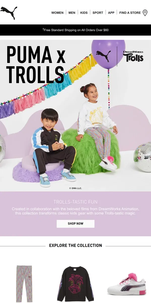 Email from Puma. This Just In: PUMA x TROLLS