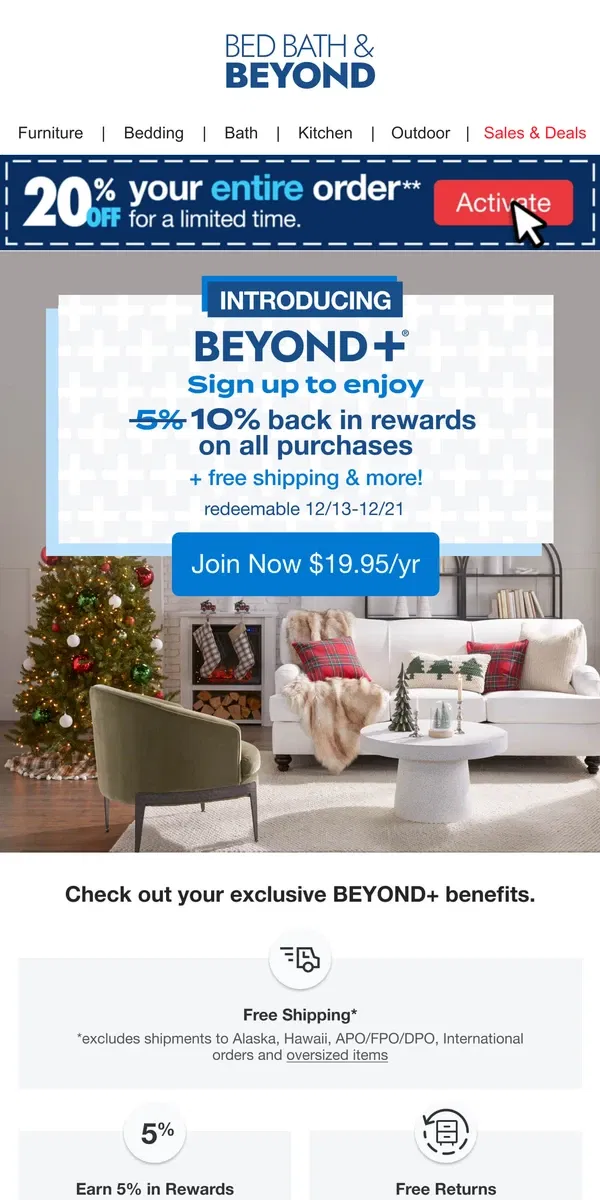 Email from Bed Bath & Beyond. Earn 2X Rewards When You Join BEYOND+ Today! 🤩