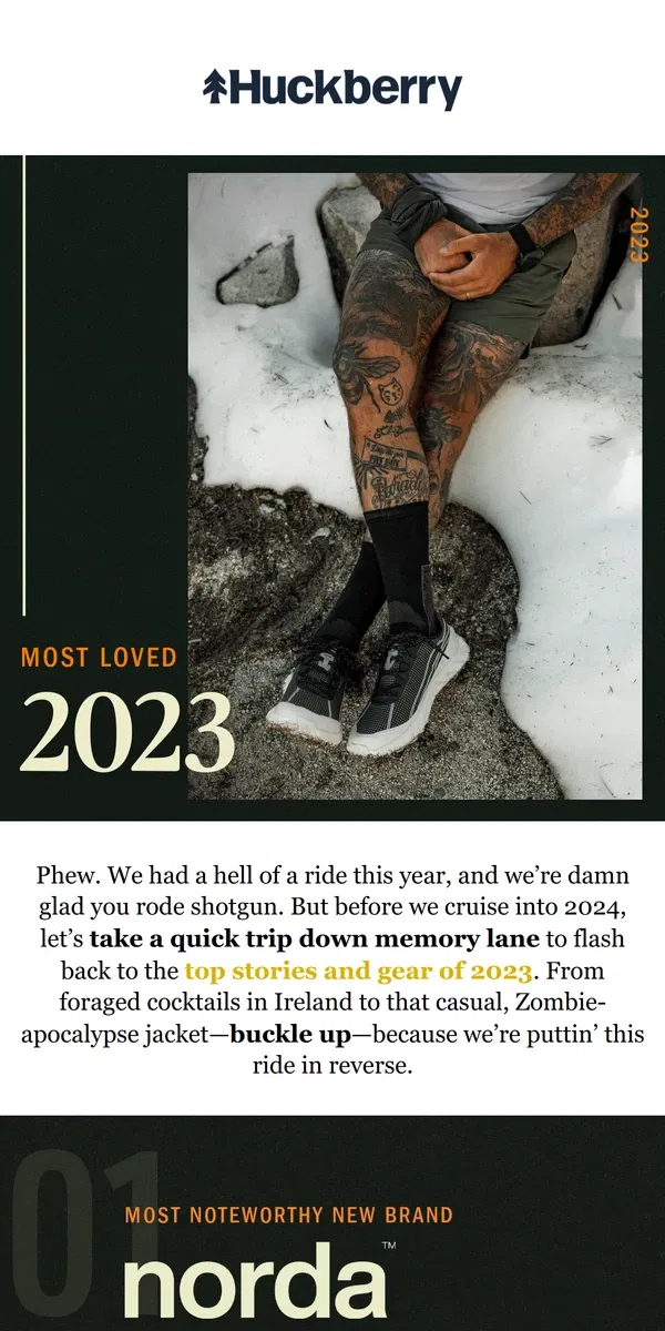 Email from Huckberry. Just Dropped: Most Loved 2023