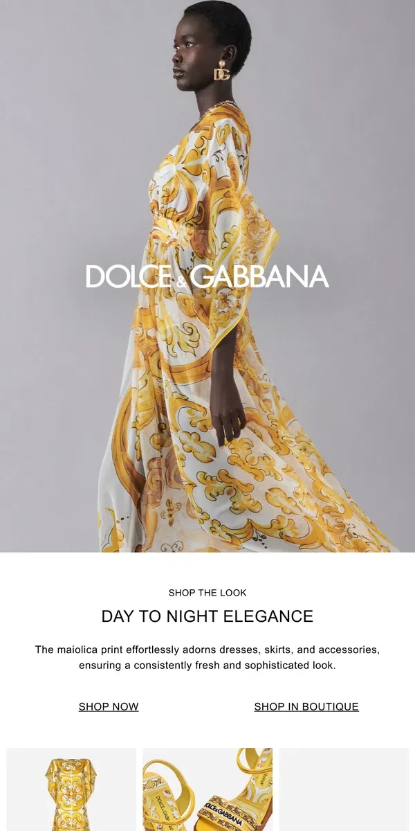 Email from Dolce & Gabbana. Summer dress code: Maiolica