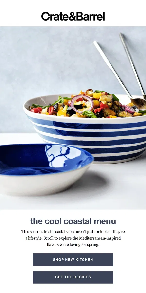 Email from Crate & Barrel. A menu packed full of spring flavor? It’s all in here →