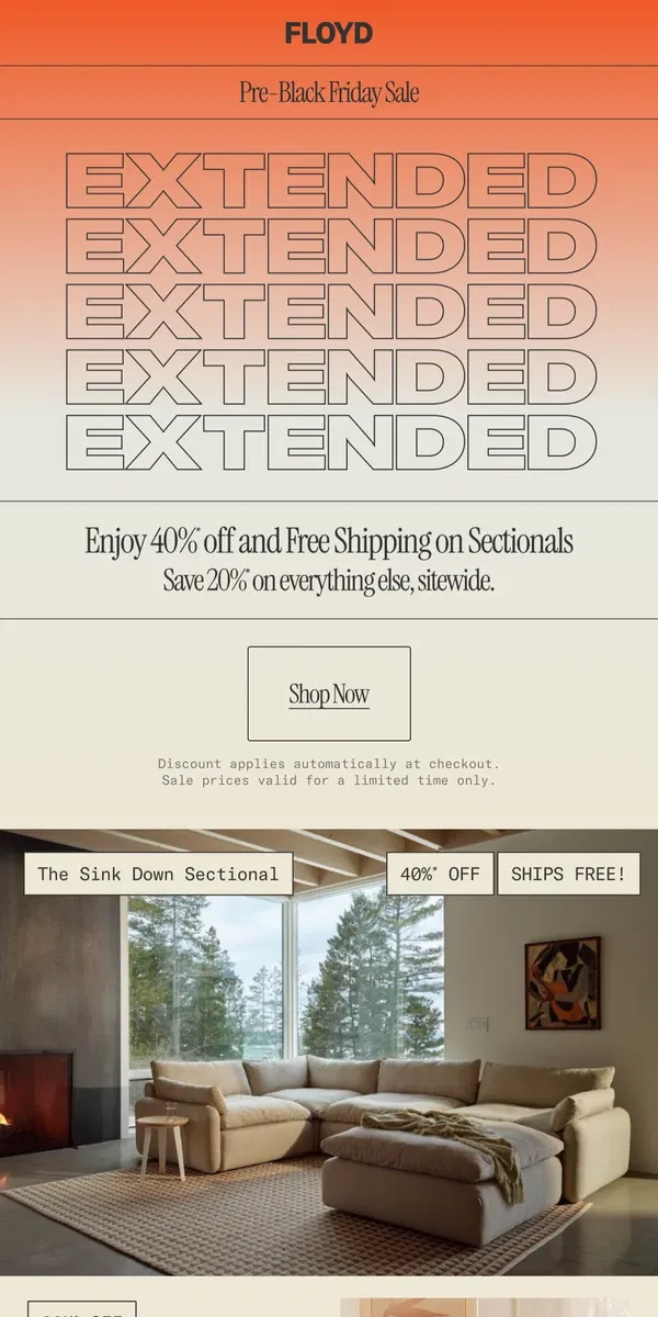 Email from Floyd Home. Extended: Our Black Friday Preview Sale