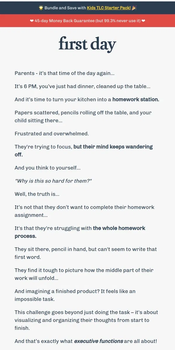 Email from First Day. Tired of watching your child struggle with homework?