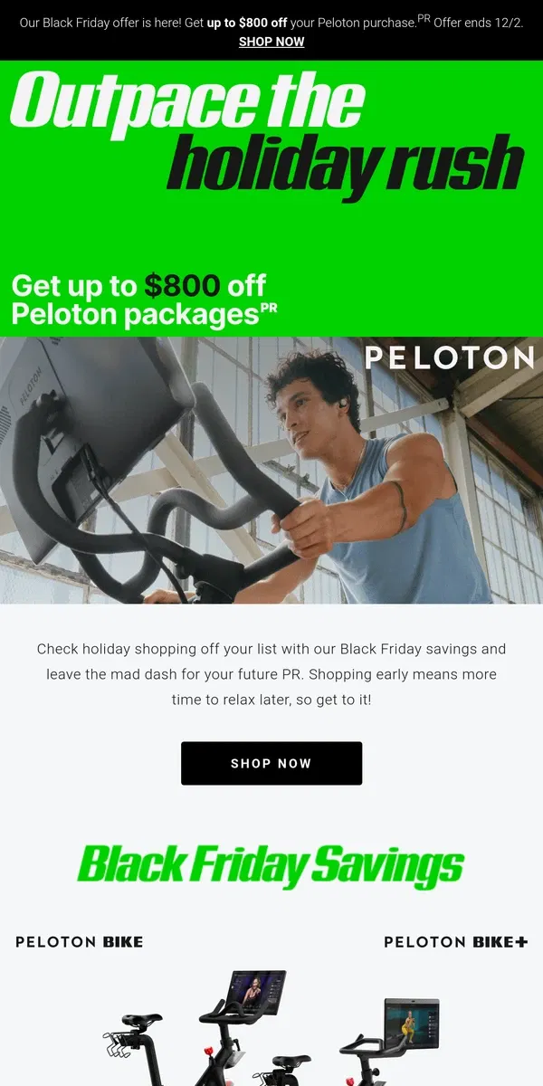 Email from Peloton. Cross holiday shopping off your list