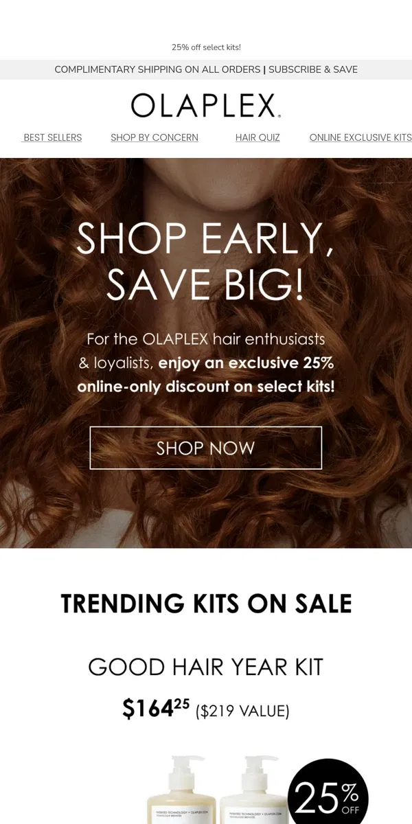 Email from OLAPLEX. New Early Black Friday Deals!