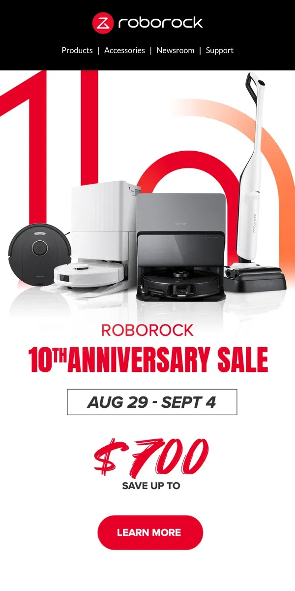 Email from Roborock. ⏰Get Ready: 10th Anniversary is Coming Soon!