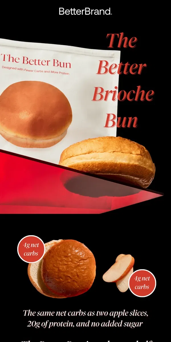 Email from BetterBrand. 🥯 The Better Brioche Bun is truly top shelf