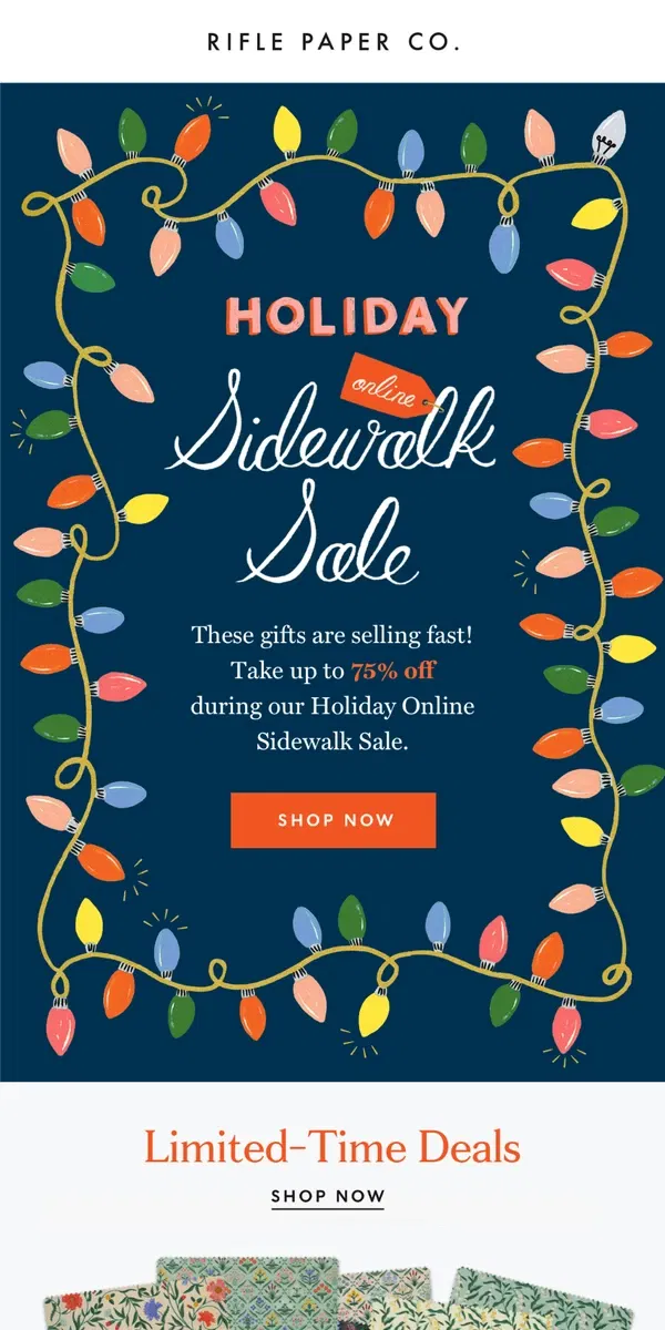 Email from Rifle Paper Co.. Don't Miss Up to 75% Off With Our Holiday Sidewalk Sale!