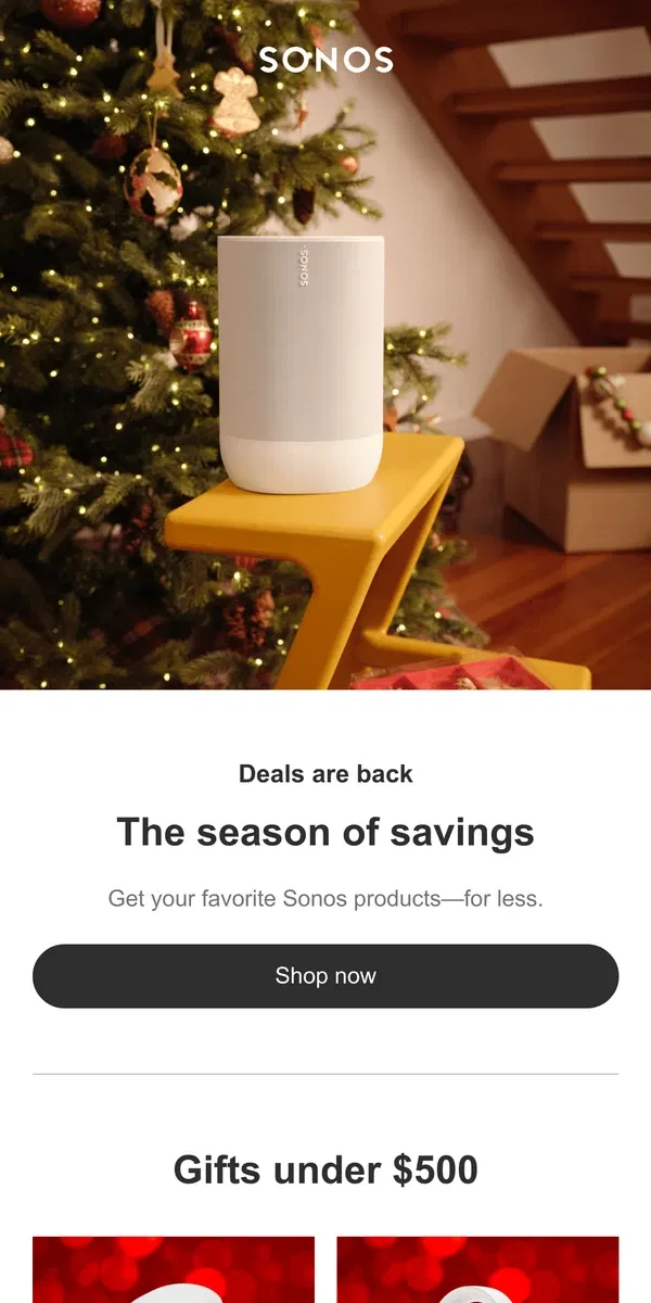 Email from Sonos. December deals are here again!