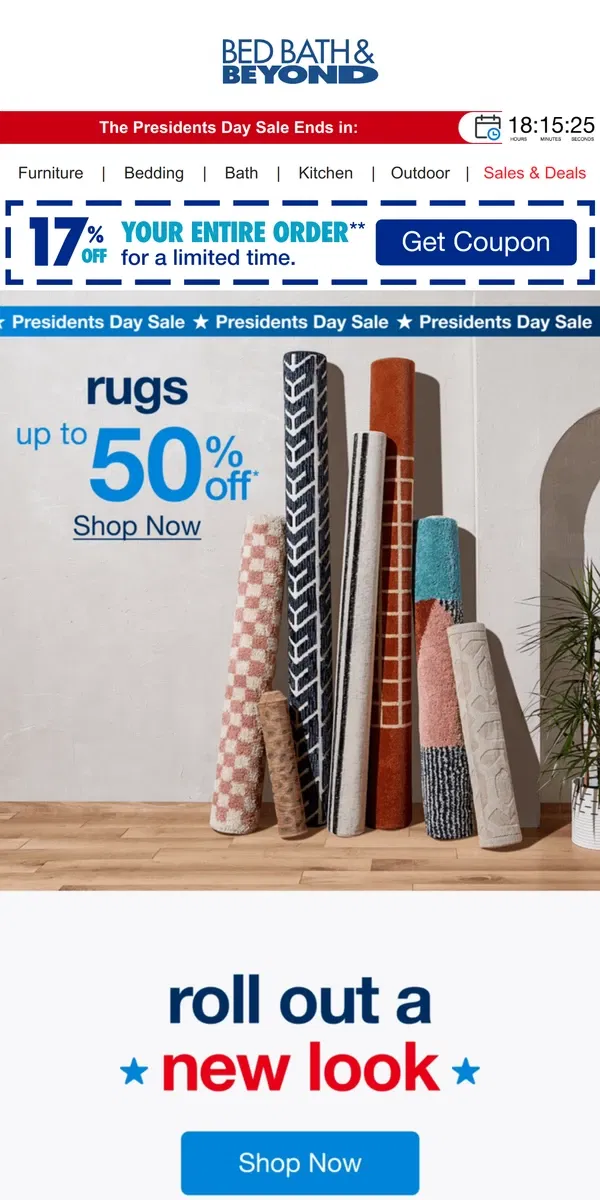 Email from Bed Bath & Beyond. Knot Your Average Rug Deals 🔥