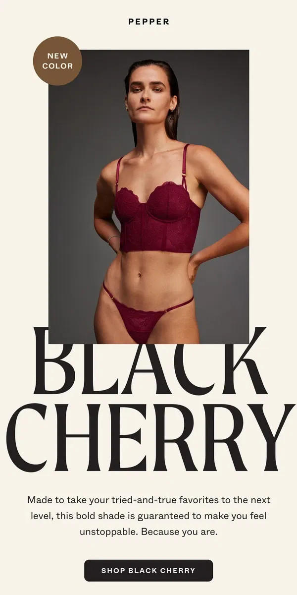 Email from Pepper. Introducing Limited-Edition Black Cherry