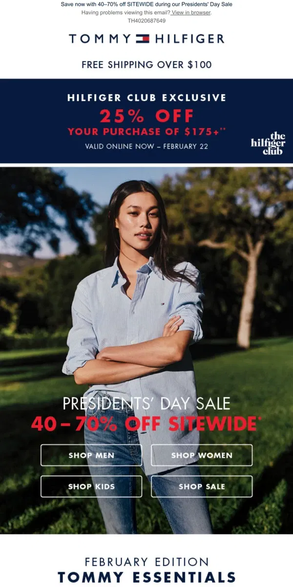 Email from Tommy Hilfiger. Hit refresh for spring with NEW essentials for her