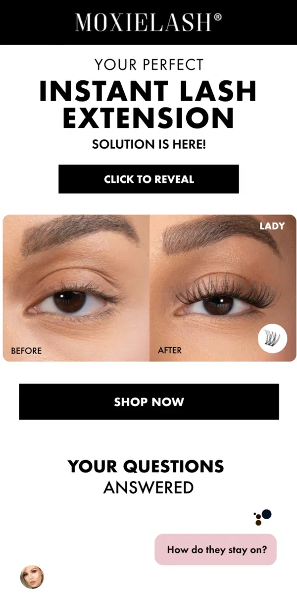 Email from MoxieLash. Get Lash Extensions Instantly!