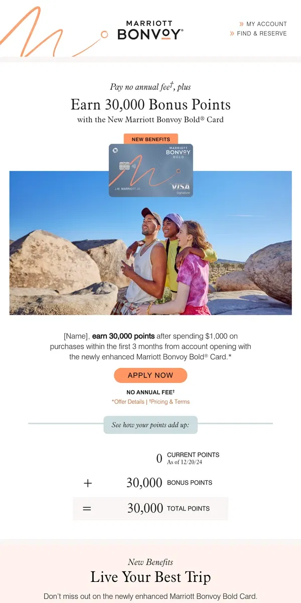 Email from Marriott Bonvoy. Start the year with a 30,000 points balance!