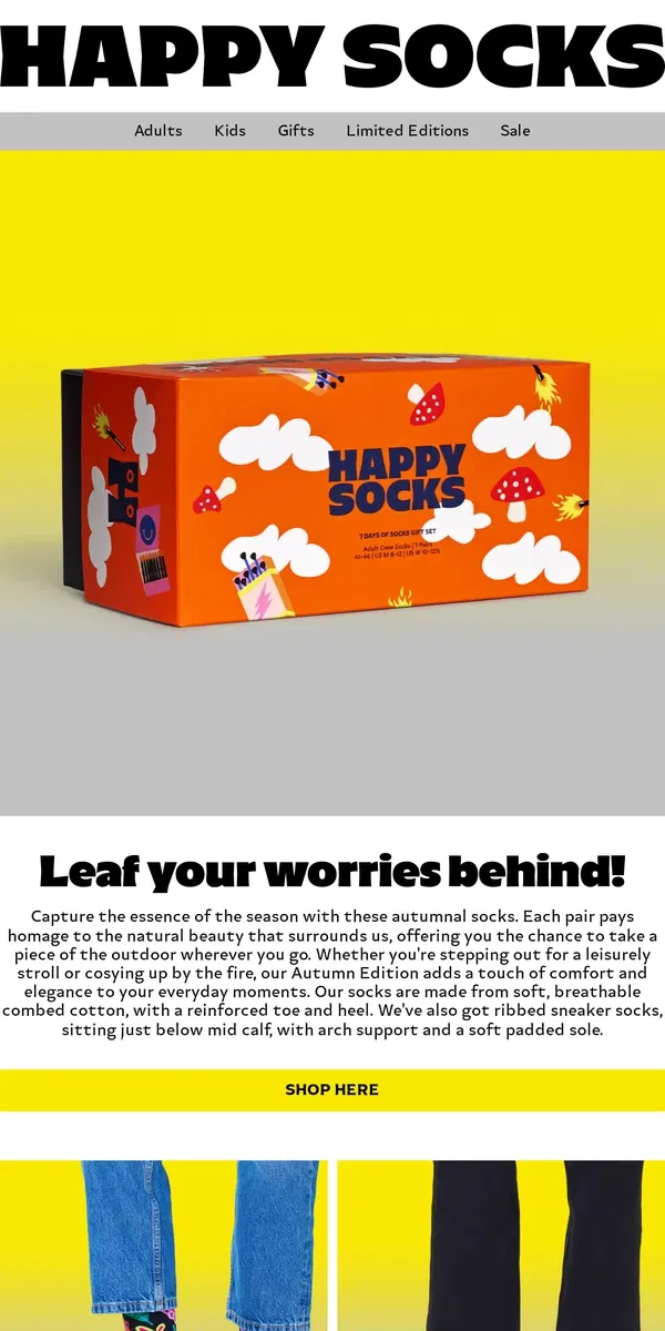 Email from Happy Socks. Seasonal Socks 🍁