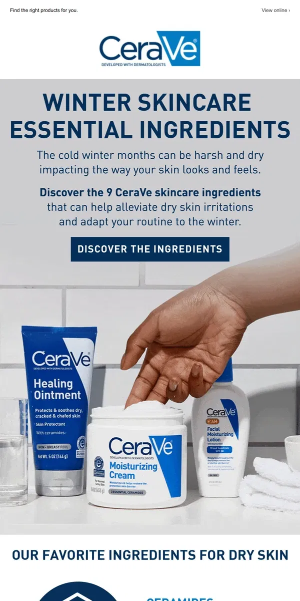 Email from CeraVe. The Best Ingredients for Winter Skincare