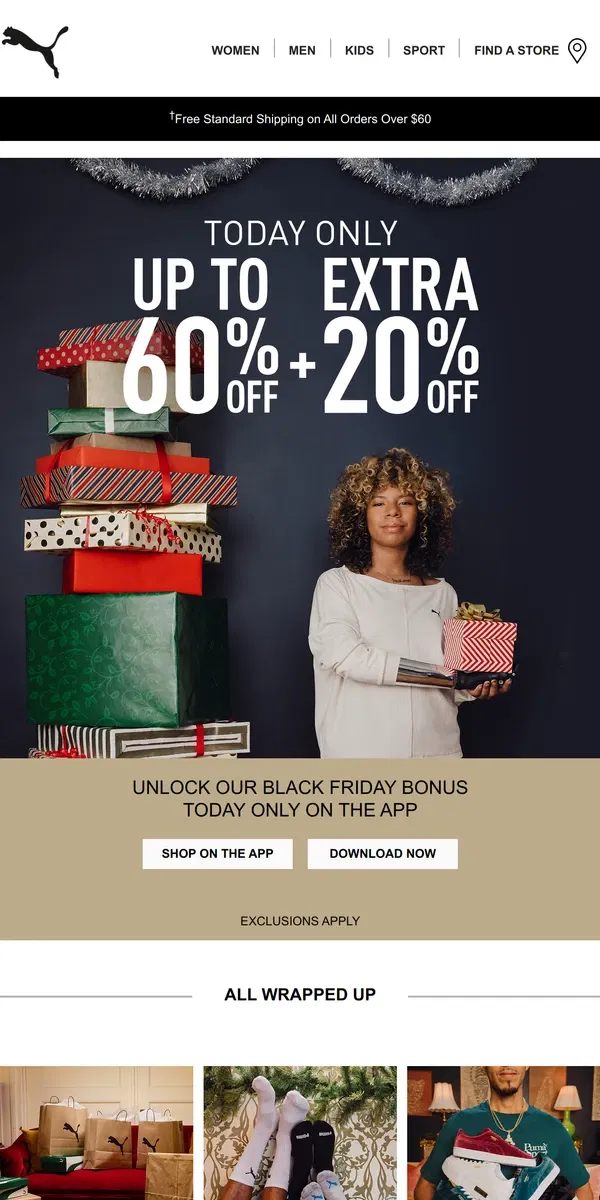 Email from Puma. Unlock an Extra 20% Off Black Friday Savings