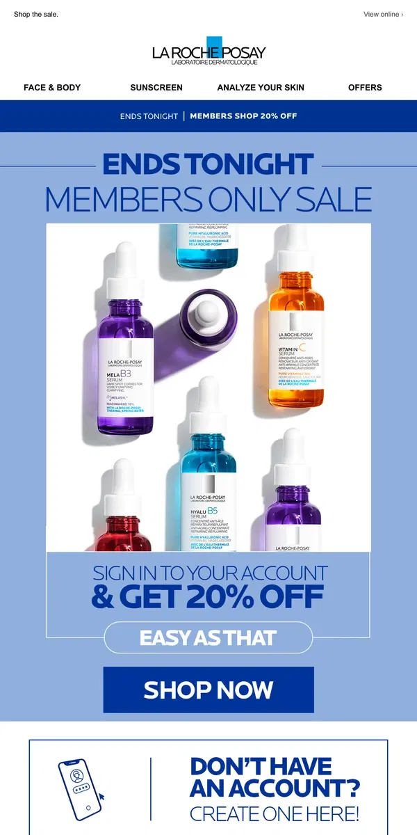 Email from La Roche-Posay. LAST CALL for 20% off!