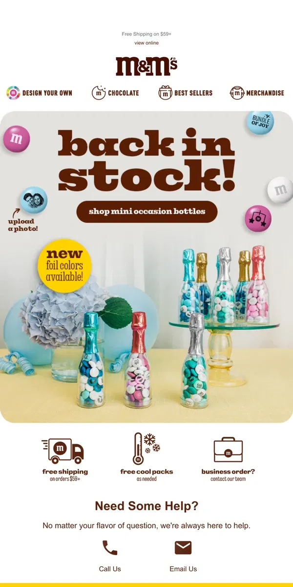 Email from M&M's. Back in Stock & Better! 🍾