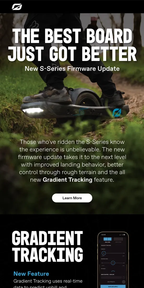 Email from Onewheel. Massive Firmware Update for S-Series💪