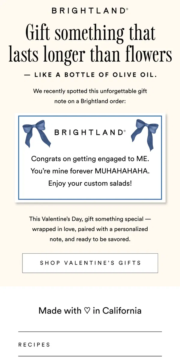 Email from Brightland. Let your gift say it all 💌