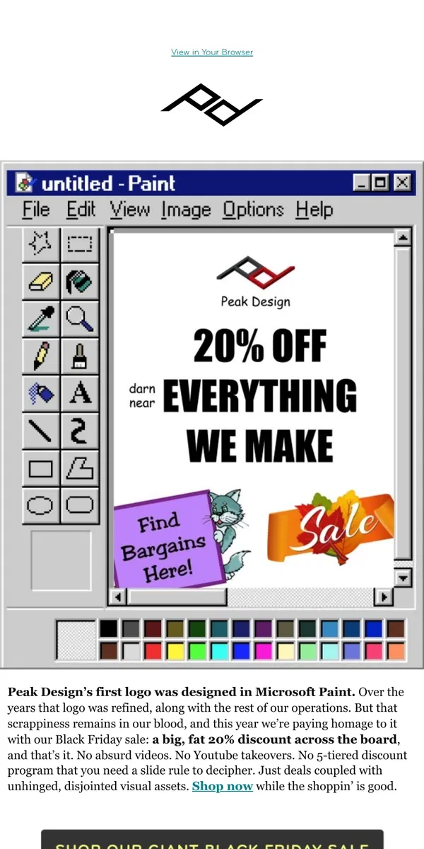 Email from Peak Design. Black Friday Sale Clip Art