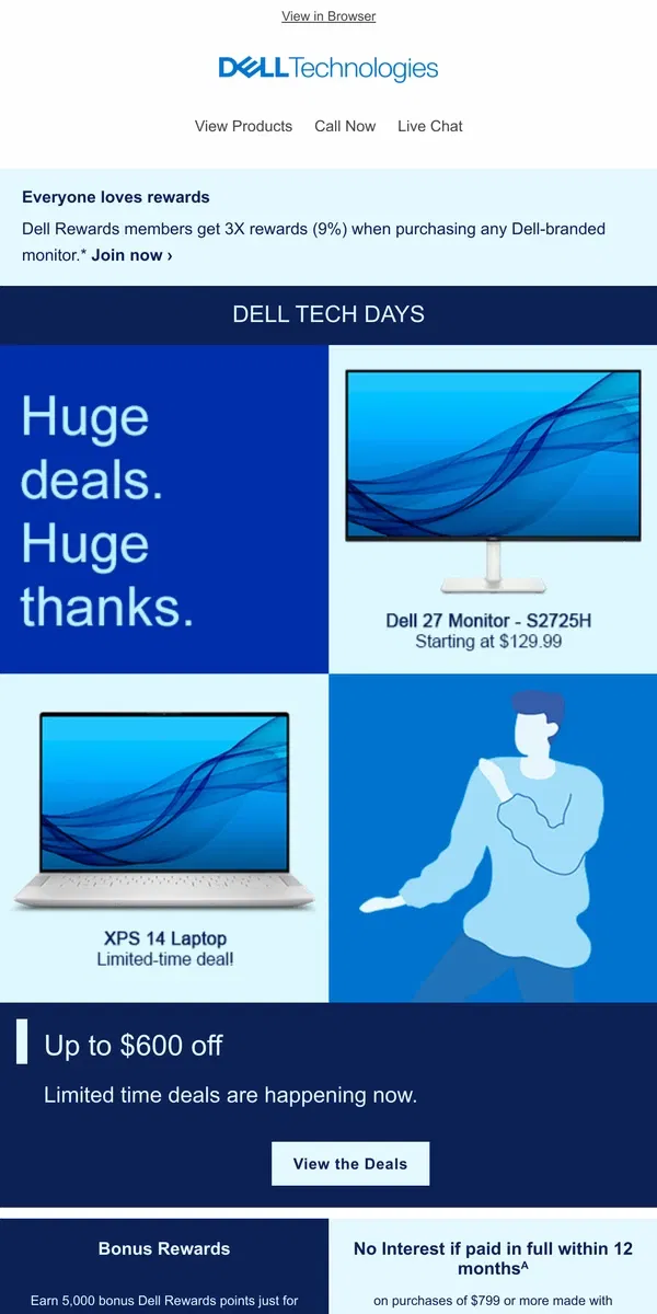 Email from Dell. Huge deals to celebrate you.