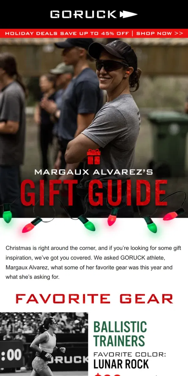 Email from GORUCK. Margaux Alvarez’s Gift Guide