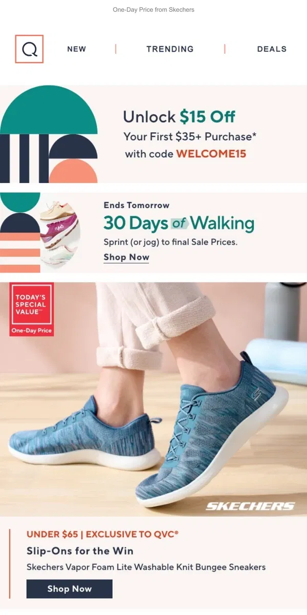 Email from QVC. Hit the Ground Walking