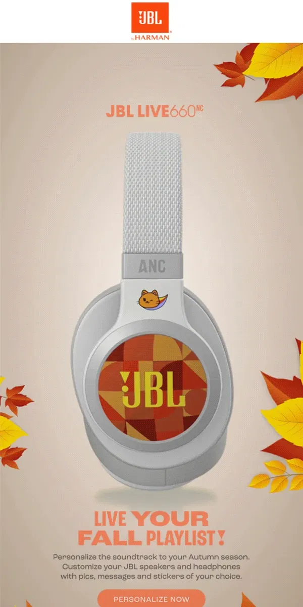 Email from JBL. 🍂 Get Cozy with Savings - Personalize your Live 660NC at 45% off!