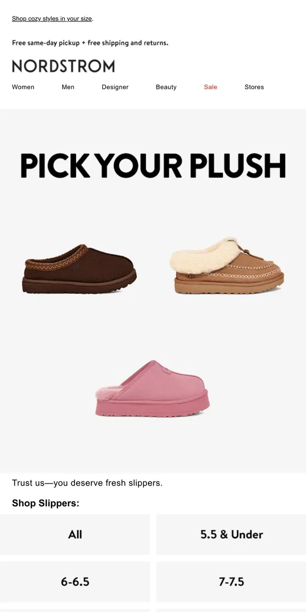 Email from Nordstrom. New slippers from UGG & more