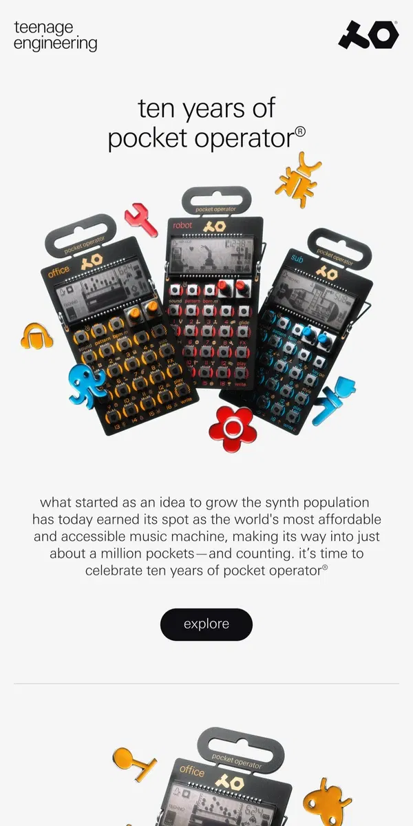 Email from teenage engineering. ten years of pocket operator®