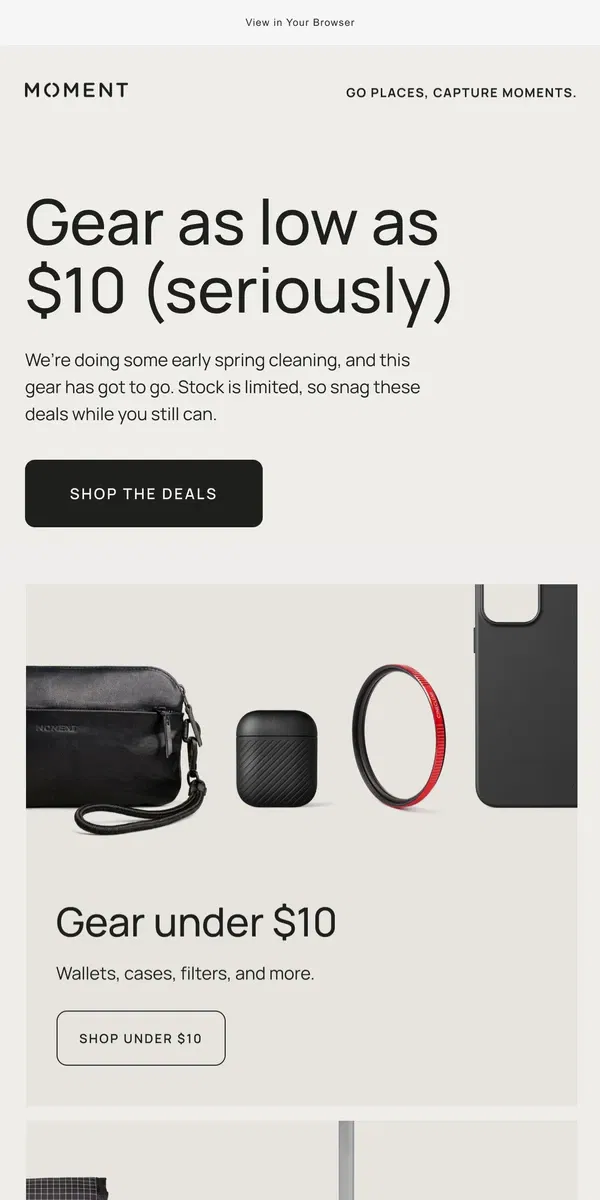 Email from Moment. Deals under $10