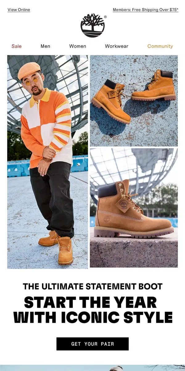 Email from Timberland. Fresh Timbs For The Fresh New Year.