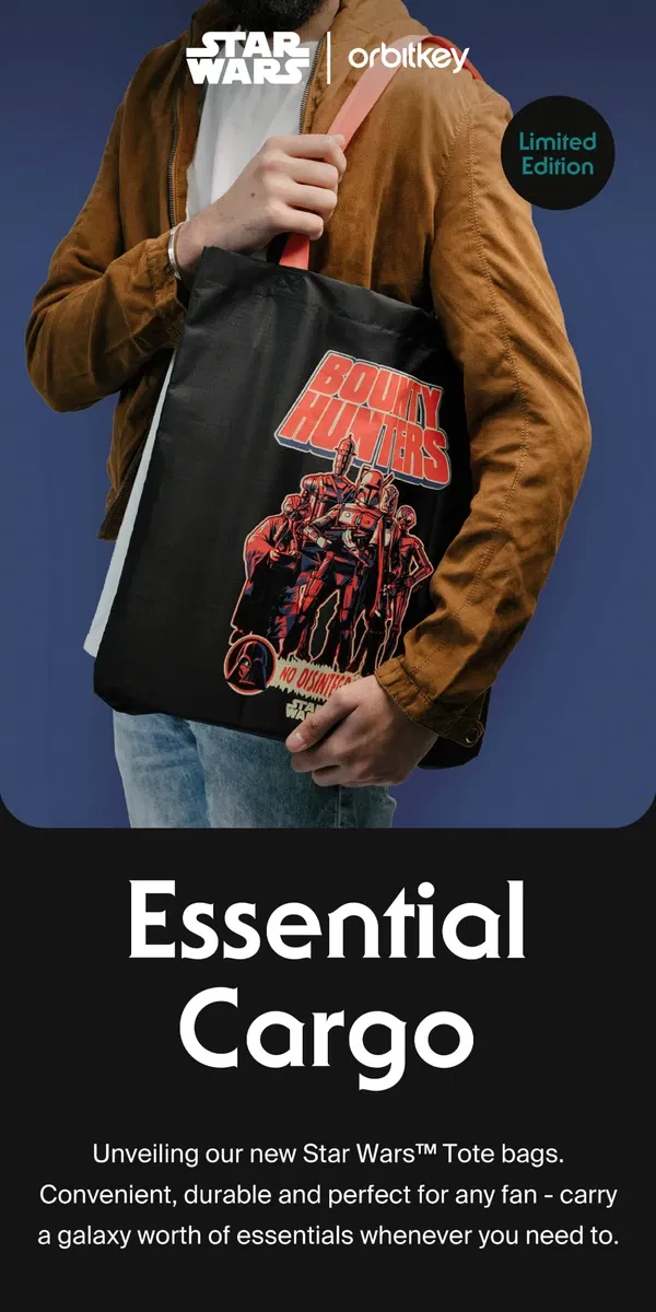 Email from Orbitkey. NEW: Star Wars™ Tote Bags