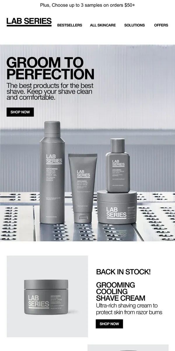 Email from Lab Series. Your fave shave cream is back!