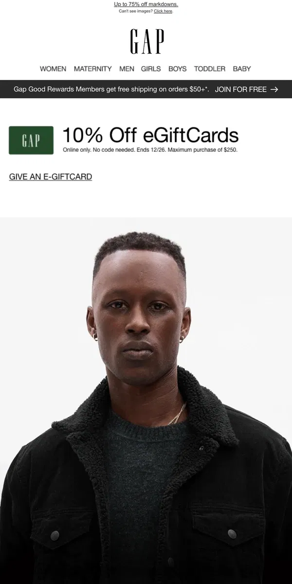 Email from GAP. Jackets. You. NEED.